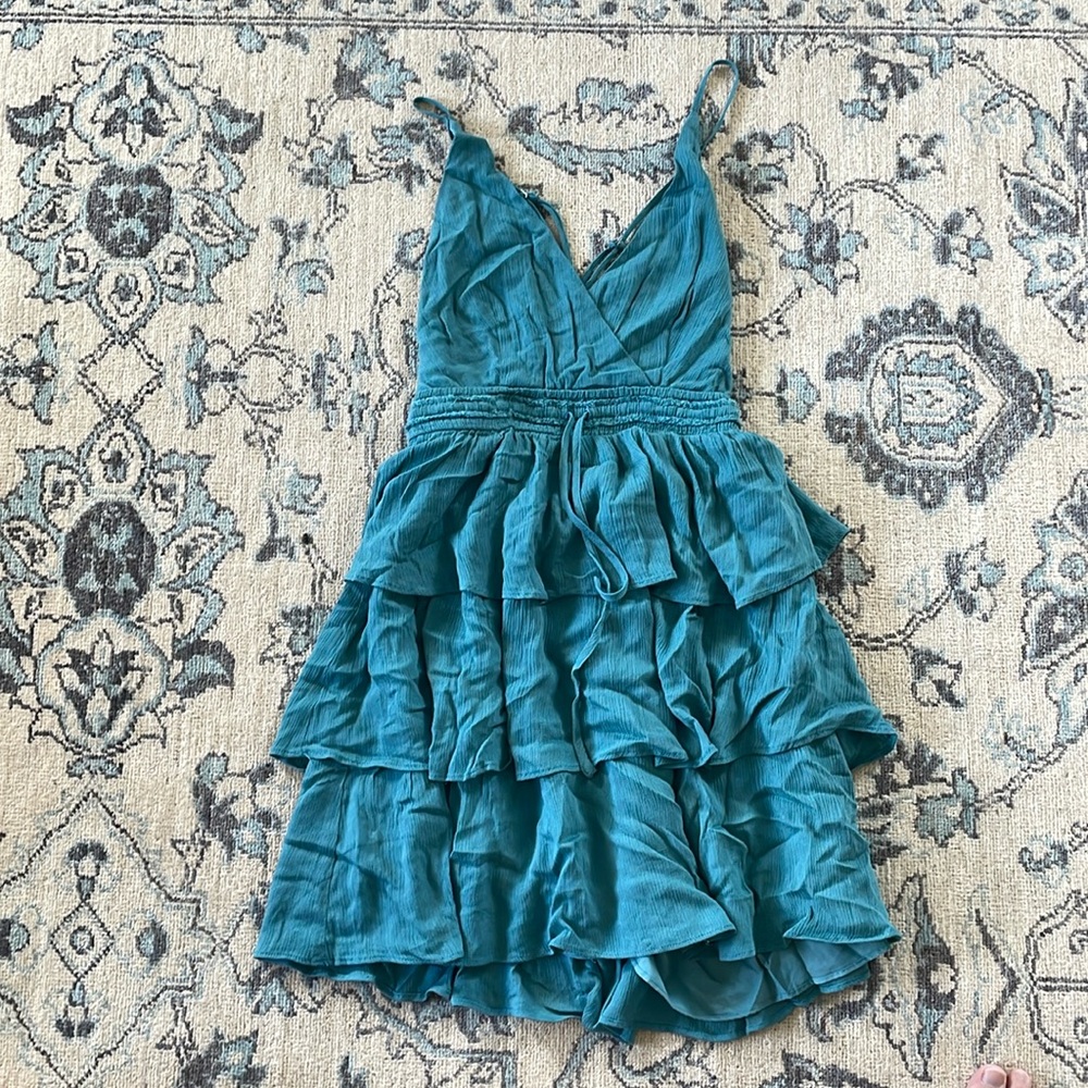 Mustard Seed Blue Ruffle sundress